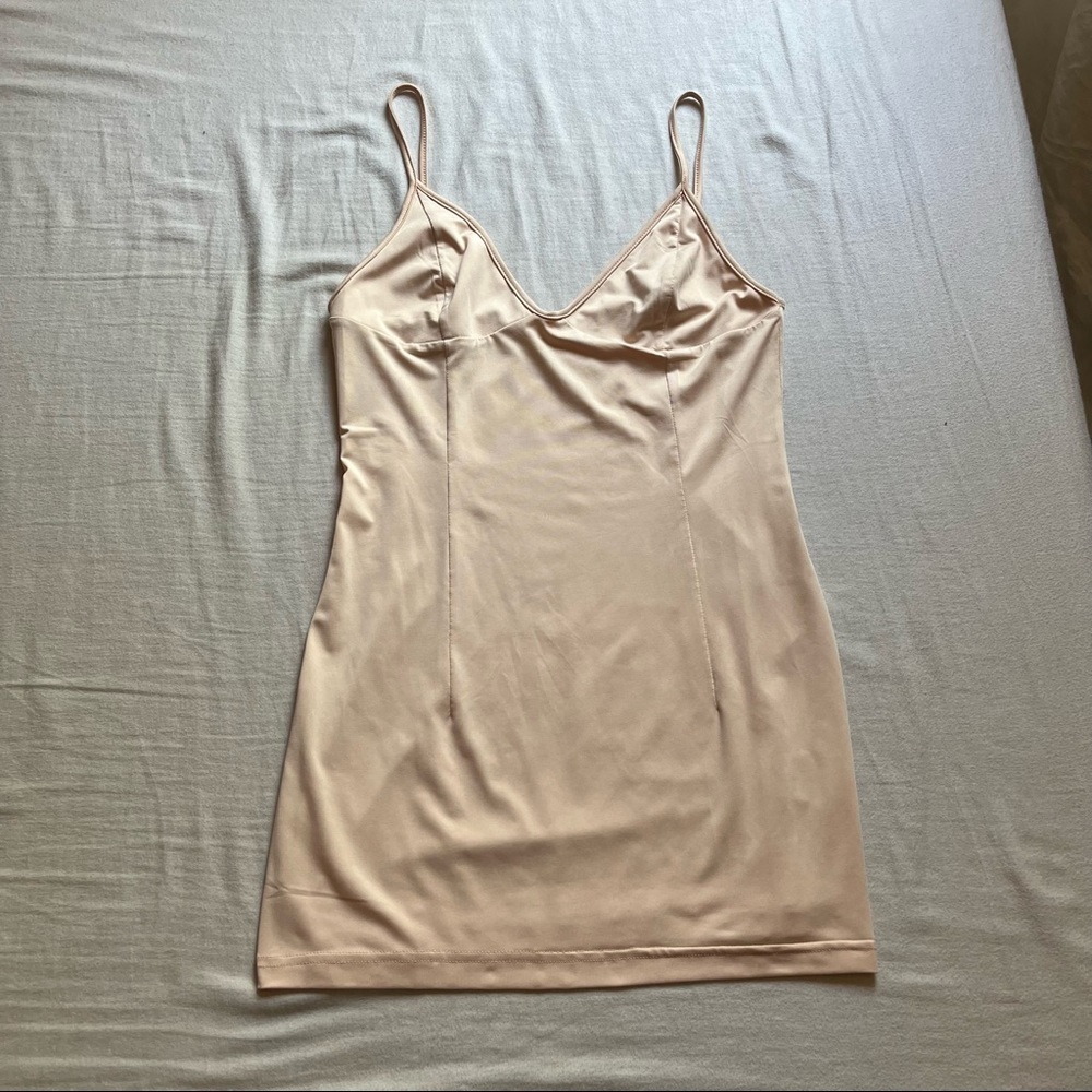 WITH JEAN cream knit mini sleeveless slip dress